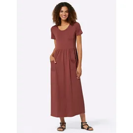Casual Looks Jerseykleid Shirtkleid Unifarben Rotbraun 42
