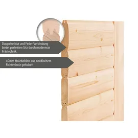 Karibu Sauna Rodin mit Fronteinstieg 68 mm-Ohne Ofen-ohne Dachkranz-Ganzglastür in Graphit-Optik