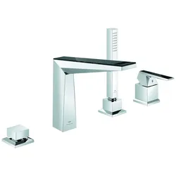 4-Loch-Einhand-Wannenkombination Allure Brilliant Private Collection 29527, Griff mit Vanilla Noir Ceasarstone, chrom