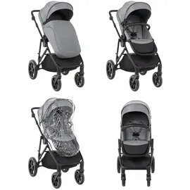 KIKKABOO Kinderwagen Thea 2 in 1 EVA-Räder verstellbarer Schiebegriff Babywanne grau