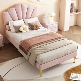 Flieks Polsterbett 90 x 200 cm Massivholz rosa