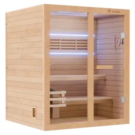 Dewello TOFINO 160x150 Kabine aus Hemlock Tannenholz mit 4,5 kW Ofen