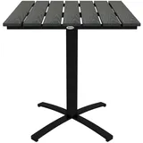 Outsunny Gartentisch, Esstisch für 4 Personen, Quadratischer Balkontisch mit Holzoptik für Terrasse, Alu, Grau, 70 x 70 x 76 cm