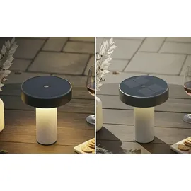B.K.Licht Tischlampe LED 16x20 cm Akku/Solar spritzwassergeschützt IP44 Altweiß/Anthrazit