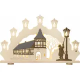 Saico Original "XXL-3D-Lichterbogen, „Altstadtromantik“ natur, B:71cm H:112cm T:10cm, Holz teilmassiv, Schwibbögen, LED-Beleuchtung, warmweiß, BxHxT: 112x71x10 cm