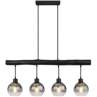LED Hängeleuchte, Glas rauch, schwarz, Höhenverstellbar, L 85 cm