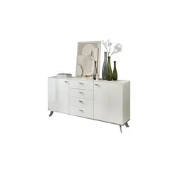 LEONARDO Sideboard  Leo Curve 50 , weiß , Maße (cm): B: 181 H: 93 T: 43