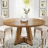 Runder Esstisch - Küchentisch 120 cm - Modernes Landhaus-Design - Für bis zu 8 Personen - Holzoptik - Holzfarben