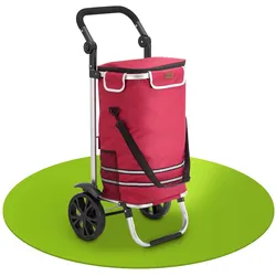 Juskys Einkaufstrolley 3in1 mit 2 Rollen für Shopping - 56 L Tasche - Trolley klappbar - Rot