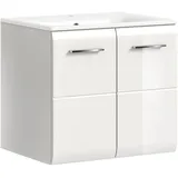 VCM Ice Waschbeckenunterschrank inkl. Waschbecken 2 Türen weiß Hochglanz weiß