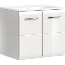 VCM Ice Waschbeckenunterschrank inkl. Waschbecken 2 Türen weiß Hochglanz weiß