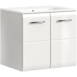 VCM Ice Waschbeckenunterschrank inkl. Waschbecken 2 Türen weiß Hochglanz weiß