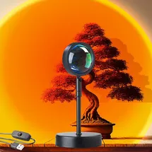 Luminea Home Control Smart RGB-Sonnenuntergangs-LED-Projektionslicht, 15 W, 180°, WLAN, App