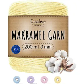 Creative Deco Makramee Garn Baumwolle/Polyester Gelb 200 m x 2-3 mm