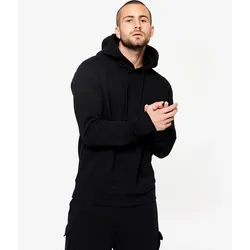 Hoodie Herren warm Baumwollgewebe - schwarz, schwarz, S