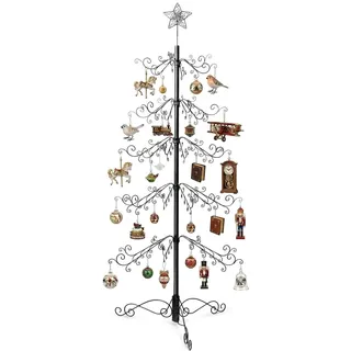 HOHIYA Metall Weihnachtsbaum 196 cm Schwarz Kugelhalter Modern