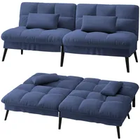 LUCKRACER Sofa 3 Sitzer Sofa Schlafsofa mit Schlaffunktion, überzug Futon Klappsofa, Bettcouch, ecksofa, Couch, 5 Verstellbare Winkel, Ideal für Wohnungen Wohnzimmer aus Stoff Blau