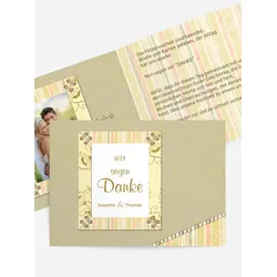 Dankeskarten Hochzeit selbst gestalten mit Spruch und Fotos im Onlinedesigner bei Meine-Kartenmanufaktur.de