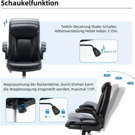 luxuskollektion Ergonomischer Bürostuhl PU Leder Schwarz
