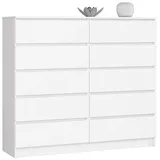 home collective Kommode weiß 140cm breit mit 10 Schubladen, Schlafzimmer und Wohnzimmer, vielseitig einsetzbar für Flur und Kinderzimmer