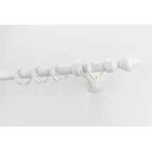 GARESA Gardinenstange GARESA "STANDARD", weiß, L:100cm Ø:28mm, Kunststoff, Stahl, Gardinenstangen, Vorhanggarnitur, Kunststoff, verlängerbar, mit Ringe/2 Lauf Gleiter
