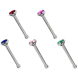 Nasenpiercing ADELIA ́S "Piercing  Piercing Nasenpiercing" bunt Damen Piercings Titan Piercing 5 bunte Nasenstecker im Set mit Stopper, Stab 0,8 mm