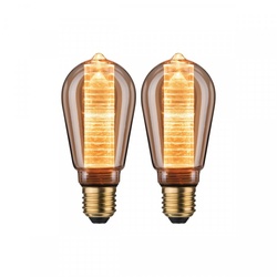 Paulmann 5069 2er Set LED Vintage-Kolben ST64 Inner Glow 4W E27 Gold mit Innenkolben Ringmuster