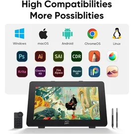 xppen Artist 24 Pro (Gen2) 165Hz Grafiktdisplay+ 2 Stk. X3 Stift, 24 Zoll Grafiktablett - Schwarz