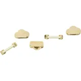 Katzentreppe, 5-teiliges Set, 2 Kratzstämme, 2 Plattformen mit Plüschbezug, Hängematte, beige - Beige