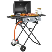Outsunny Gasgrill 5,6 KW Grillwagen inkl 2 Edelstahl-Brenner klappbar