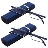 2er Pack Lesebrille Ultraleichte TR90 Unisex Designer Lesebrille Herren Damen Faltbare Halbrahmen Lesebrille mit Box Schwarz Rot Blau Braun Vergrößerungen(Blau,+2.5)