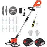 Nexalite Rasentrimmer mit Akku 21V: Rasenkantenschneider Akku mit 2 * 3,0Ah, 3000 U/min, 3 Arten von Klingen mit verstellbarem Griff, für Garten, Rasen, Bauernhof, Kanten, Gemüsegarten, Blumenbeete