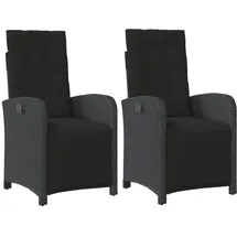 vidaXL Gartensessel mit Fußteil 58,3 x 69 x 32,5 cm schwarz 2 St.