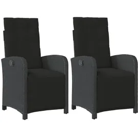 vidaXL Gartensessel mit Fußteil 58,3 x 69 x 32,5 cm schwarz 2 St.