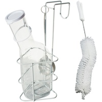 Urinflaschen-Set, Urinflasche glasklar, Bürste und Halter, Urinflaschen