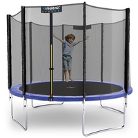 Kinetic Sports Trampolin Outdoor SALTO Ø 305 cm TÜV Rheinland geprüft, Kindertrampolin Set mit Netz, Randpolster, USA Sprungtuch - Gartentrampolin bis zu 160kg Blau – cm Ø 305 cm, Blau