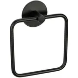 Schöner Wohnen Kollektion Handtuchring Meleto, schwarz Metall, eckig, 15.5x18.5x4.5 cm, Montage ohne Bohren, Badaccessoires, Duschzubehör, Handtuchhalter