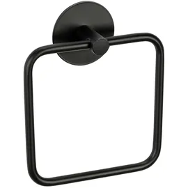 Schöner Wohnen Kollektion Handtuchring Meleto, schwarz Metall, eckig, 15.5x18.5x4.5 cm, Montage ohne Bohren, Badaccessoires, Duschzubehör, Handtuchhalter