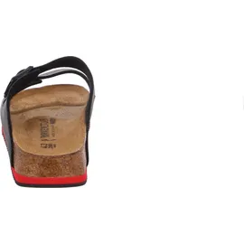 Birkenstock Arizona Superlauf, Birko-Flor, schwarz/rot, schmal, Größe 47