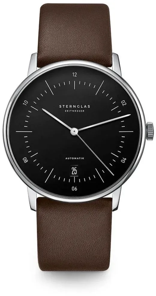 STERNGLAS - NAOS AUTOMATIK - schwarz - silber - premium dunkelbraun / 38MM
