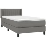 vidaXL Boxspringbett mit Matratze Dunkelgrau 90x200 cm Stoff