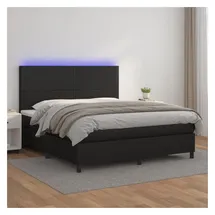 vidaXL Boxspringbett mit Matratze & LED Schwarz 180x200 cm Kunstleder