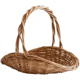 Feeshoppher Handgewebter Weidenkorb mit Griff, ovaler Rattan-Picknickkorb für Obstaufbewahrung, Heimdekoration, Blumenarrangements und Garten, Naturbraun (groß)