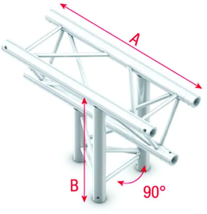 Milos Pro-30 Triangle F Truss - T-Cross vertical - 3-way - apex down - 50 cm ATF37sp - 90° corner - silver - F