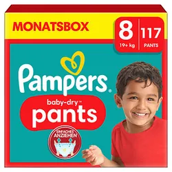 Pampers® Windeln Monatsbox baby-dryTM pants Größe Gr.8 (19+ kg) für Kids und Teens (4-12 Jahre), 117 St.