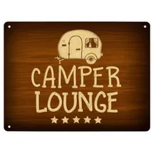 trendaffe Metallschild XL mit Camper-Lounge Motiv und Spruch: Camper-Lounge