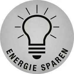 Aufkleber - Piktogramm Energie sparen, Edelstahl, selbstklebend, Ø 50 mm