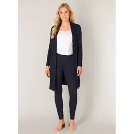 Base Level Longstrickjacke "Yayla long", Damen, Gr. 44, blau (navy dunkelblau), Strick, Obermaterial: 94% Viskose, 6% Elasthan, unifarben, figurumspielend ca. Mitte Oberschenkel, tiefer Rundhals, Strickjacken Longstrickjacke, ohne Verschluss