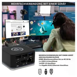 NPO USB C Cube - Mini Docking Station, Compatible with Thunderbolt 3 Ports and Specific USB-C Systems (Connect 1x HDMI up to 4K @ 30Hz Monitor, Ethernet, 3x USB Ports)