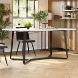 Odikalo Esstisch Esszimmertisch Küchentisch 138,5x75x76cm MDF Marmor schwarze Beine